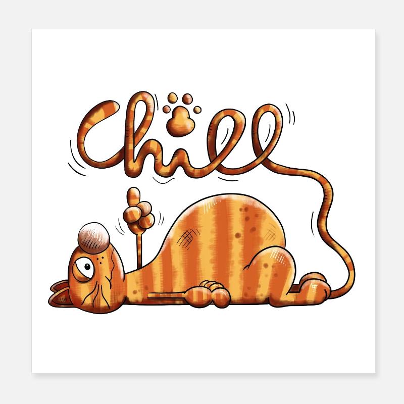 Die Chill Katze - Poster 20x20 cm - Weiß