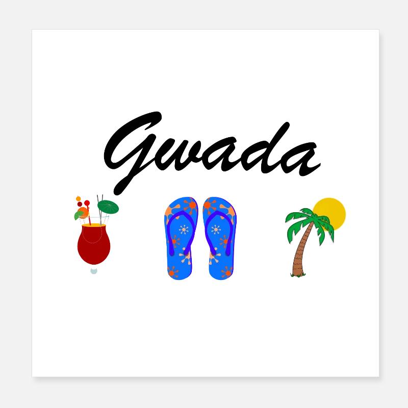 Tee shirt Guadeloupe gwada soleil rhum mer plage Poster 20 x 20 cm