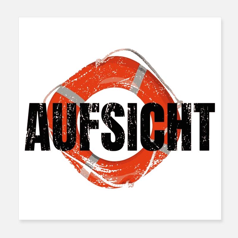 Aufsicht! Rettungsschwimmer - Poster 20x20 cm - Weiß
