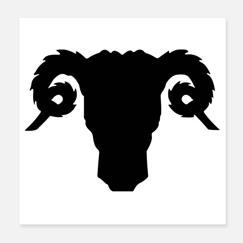 Bock- oder Rammkopfschattenbild Poster 20x20 cm