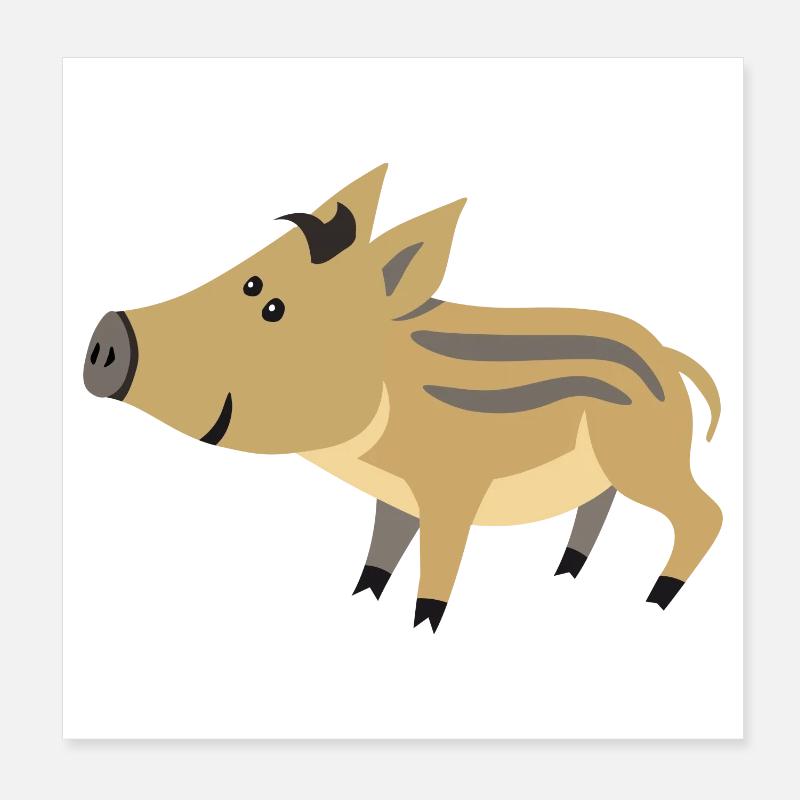 Bébé sanglier mignon – illustration mignonne - Poster 20 x 20 cm - blanc