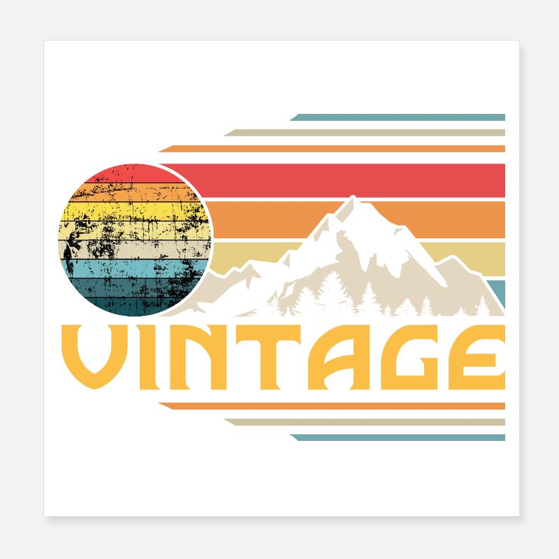 Retro Vintage Sunset - Poster 8" x 8" (20x20 cm) - white
