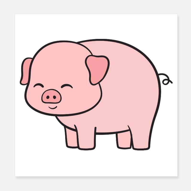 Schwein Schweine - Poster 20x20 cm - Weiß