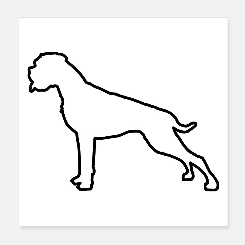 Boxer Umriss Poster 20x20 cm