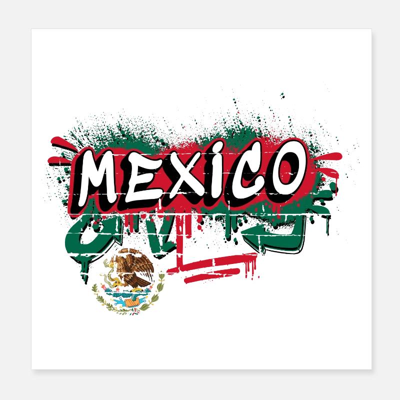 Mexico flag graffiti design Poster 8" x 8" (20x20 cm)