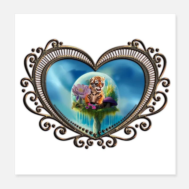 Tout simplement adorables petits tigres Bébés Poster 20 x 20 cm