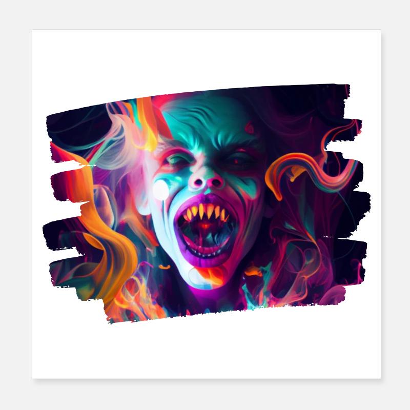 kunst kreativ lustig horror monster techno party Poster 20x20 cm
