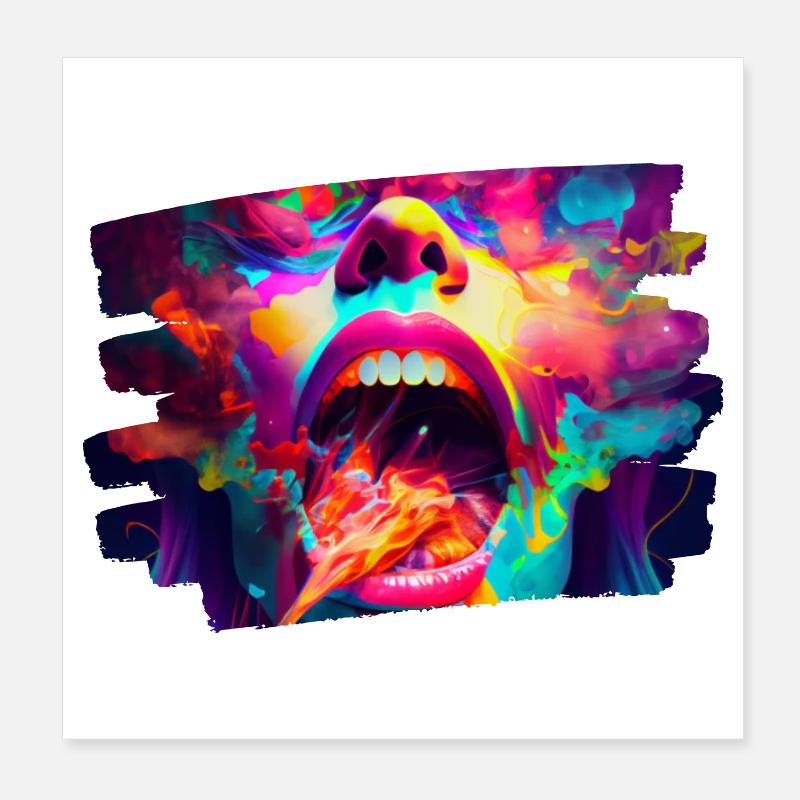 kunst kreativ lustig horror monster techno party Poster 20x20 cm