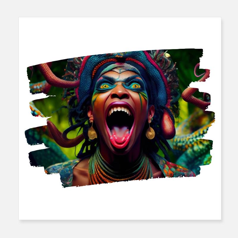 kunst kreativ lustig horror monster techno party Poster 20x20 cm