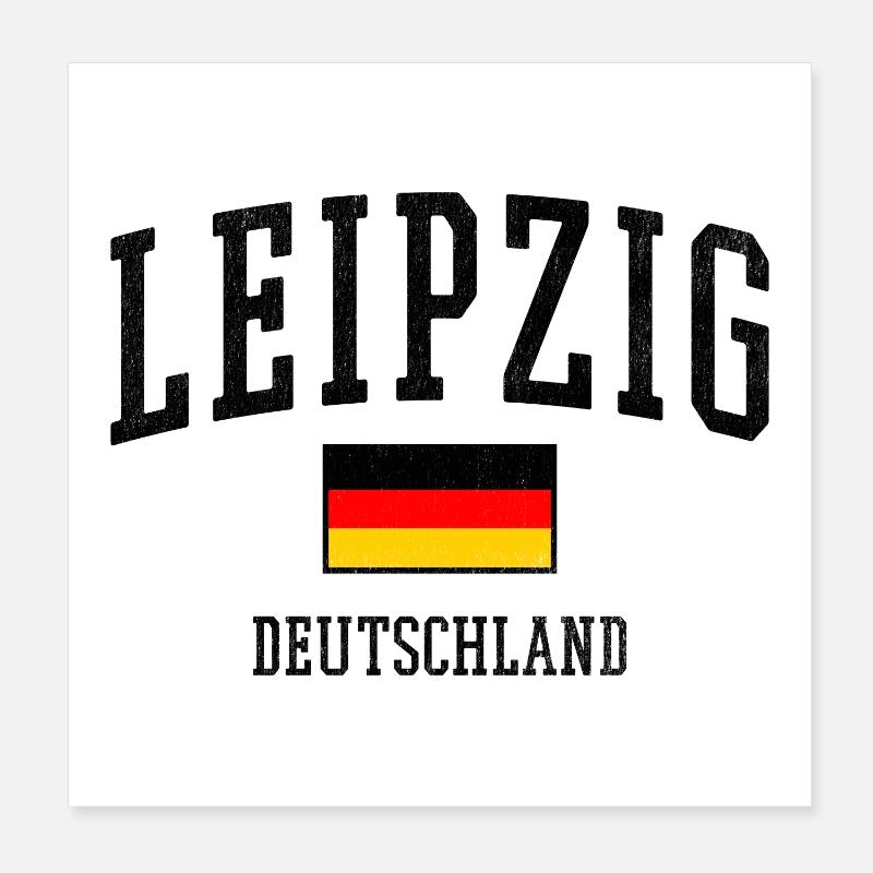 Leipzig Germany Design with flag Poster 8" x 8" (20x20 cm)