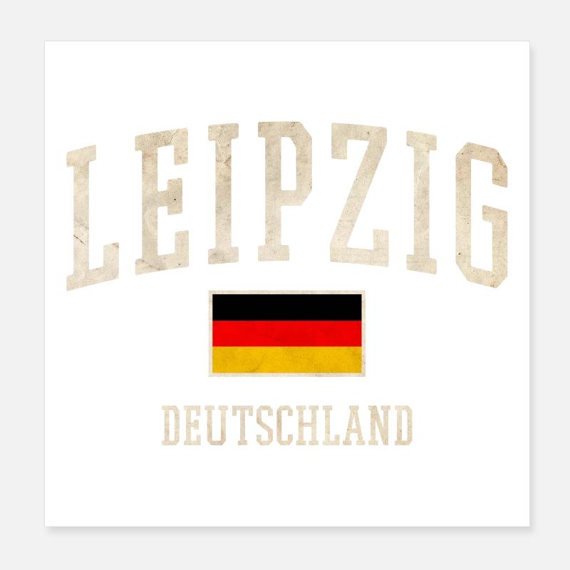 Leipzig Germany Flag Look Poster 8" x 8" (20x20 cm)