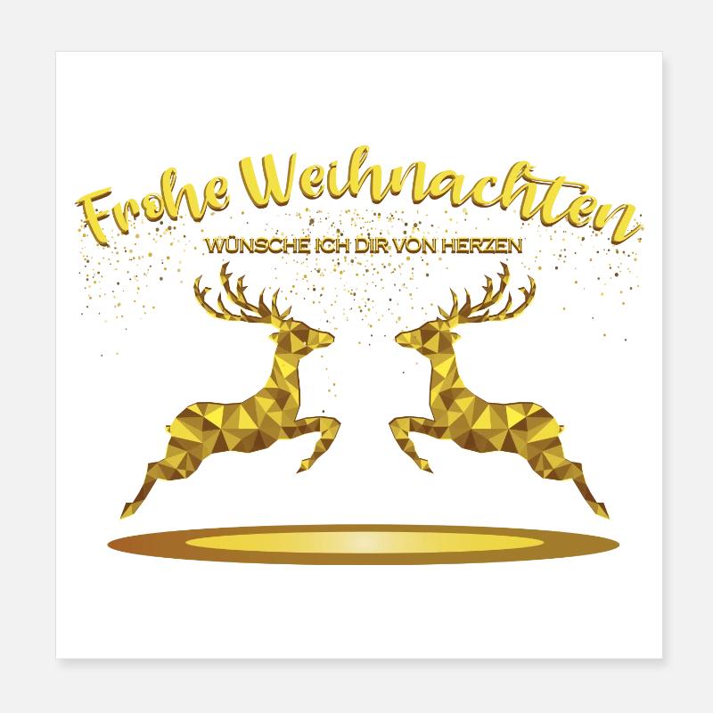 Weihnachtsmotiv mit Rentier - Poster 20x20 cm - Weiß