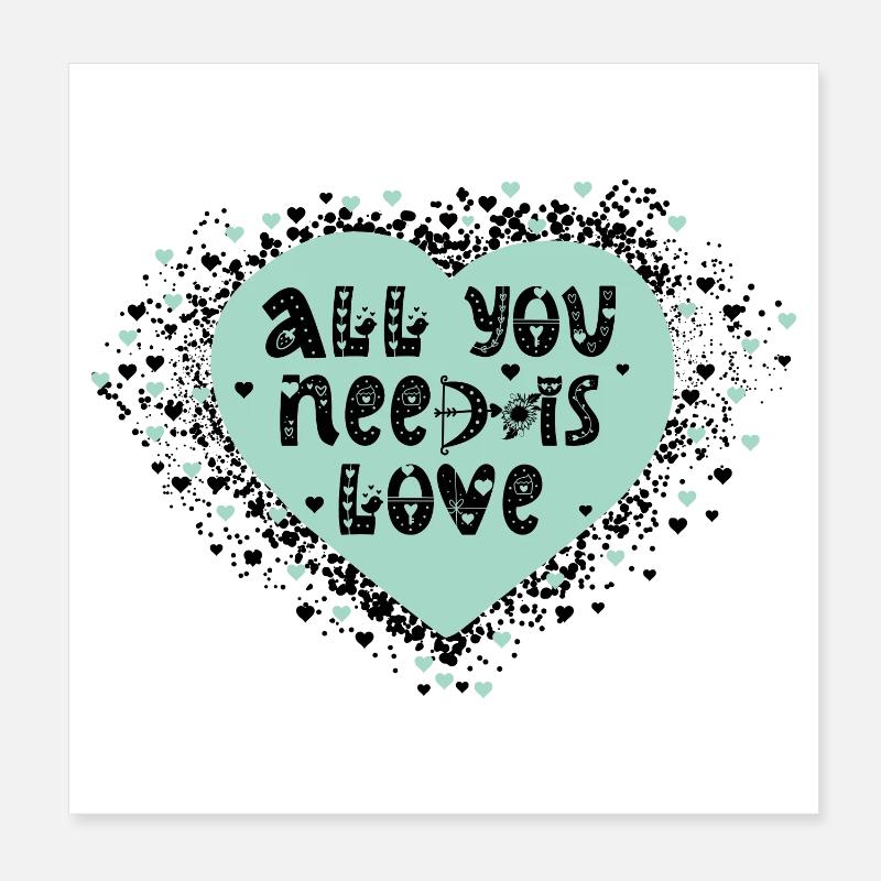 Liebevolles Herzdesign mit Botschaft Poster 20x20 cm