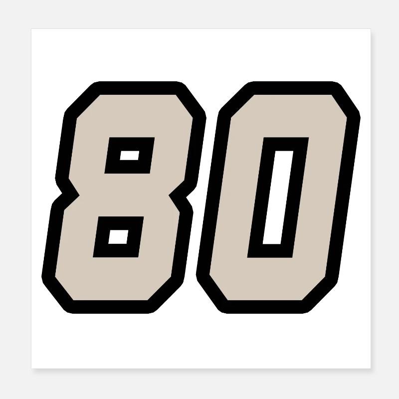 Nummer achtzig 80 Poster 20x20 cm