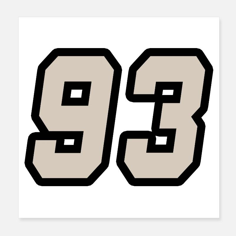 Nummer dreiundneunzig 93 Poster 20x20 cm