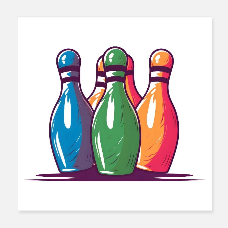 Quilles de bowling style comique Poster 20 x 20 cm