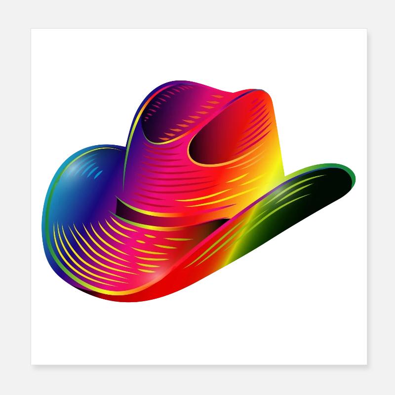 Cowboy Hat, Western Hat in Rainbow Colors Poster 8" x 8" (20x20 cm)