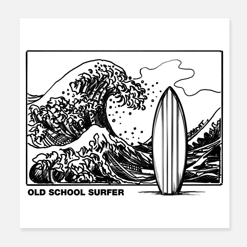Old School Surfer Poster 8" x 8" (20x20 cm)