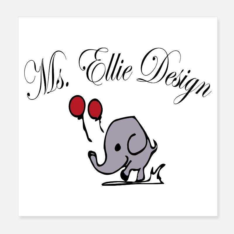 Dame éléphant avec ballons Poster 20 x 20 cm