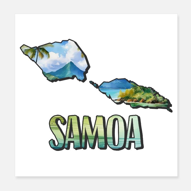 Carte aquarelle Samoa Poster 20 x 20 cm