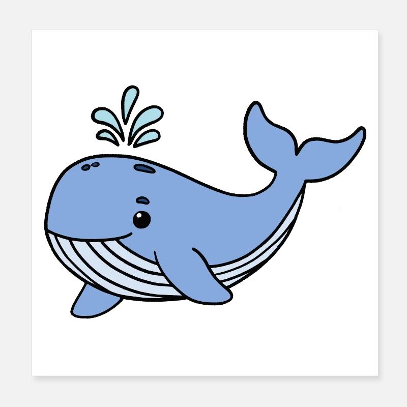 Whale Blue Whale Poster 8" x 8" (20x20 cm)
