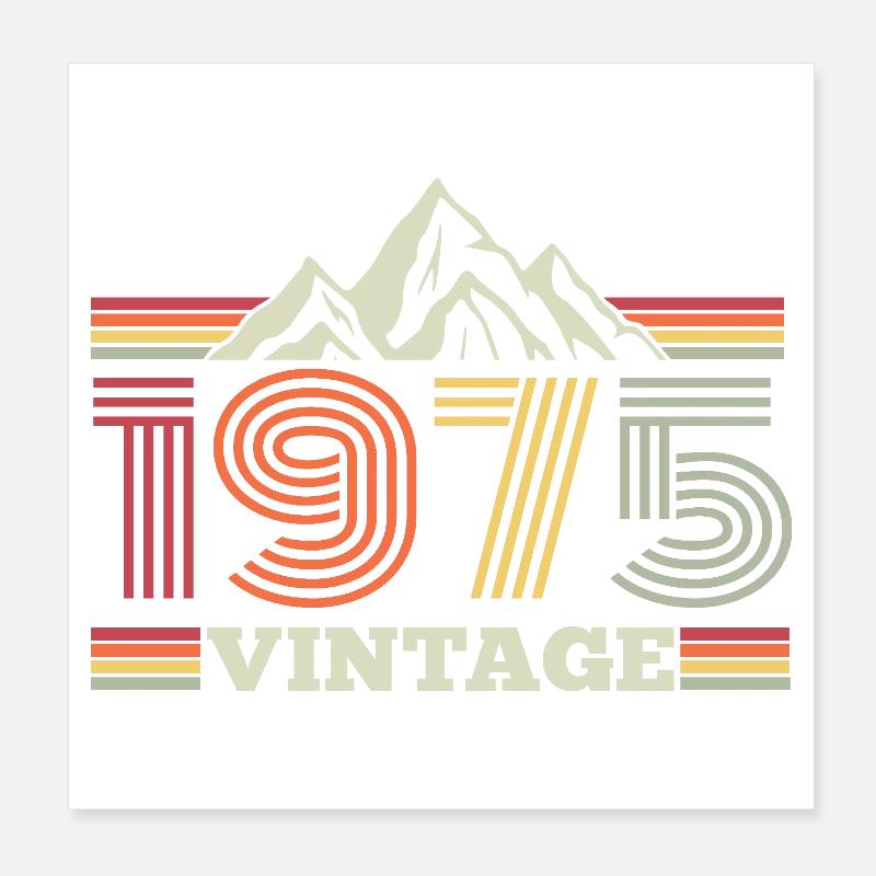 Birthday 1975 Retro Nature Hiking Mountains Poster 8" x 8" (20x20 cm)