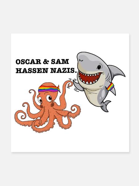 Alle hassen Nazis - Poster 20x20 cm - Weiß - Vorne