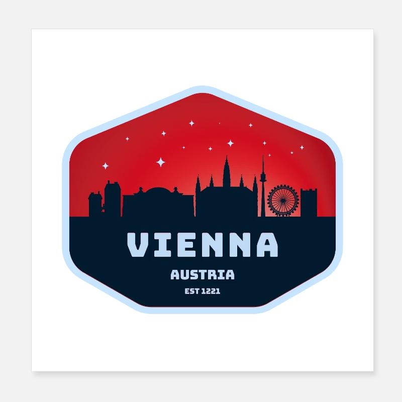 Vienna Skyline Excursion T-Shirt Design Poster 8" x 8" (20x20 cm)