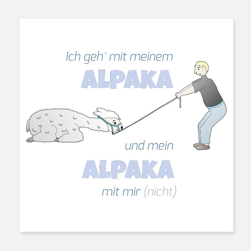 Alpakawanderung - Poster 20x20 cm - Weiß