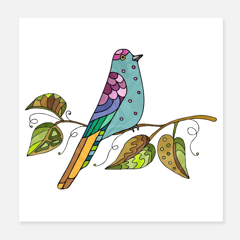 Oiseau coloré Poster 20 x 20 cm