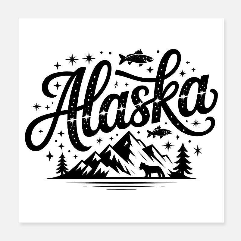 Alaska - Souvenir USA State Design Poster 20 x 20 cm
