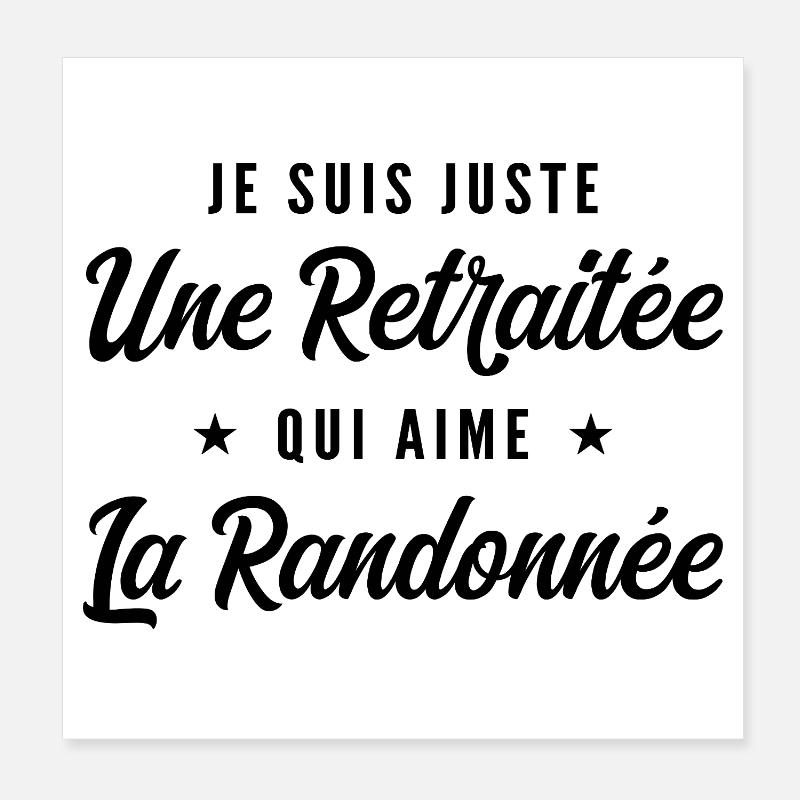 Retraitée Randonneuse Humour Cadeau Retraite Poster 20 x 20 cm