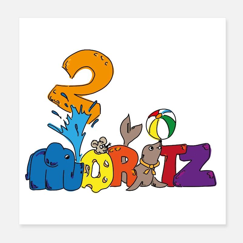Moritz celebrates his 2nd birthday Poster 8" x 8" (20x20 cm)