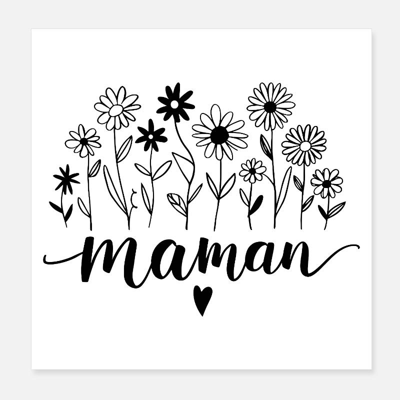 Maman avec Fleurs Poster 20 x 20 cm