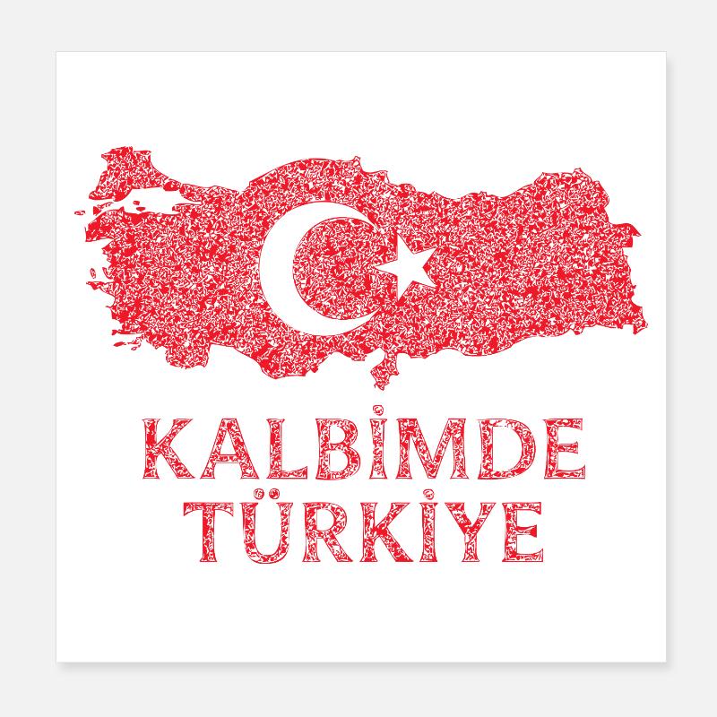 Kalbimde Drapeau de la Turquie Poster 20 x 20 cm