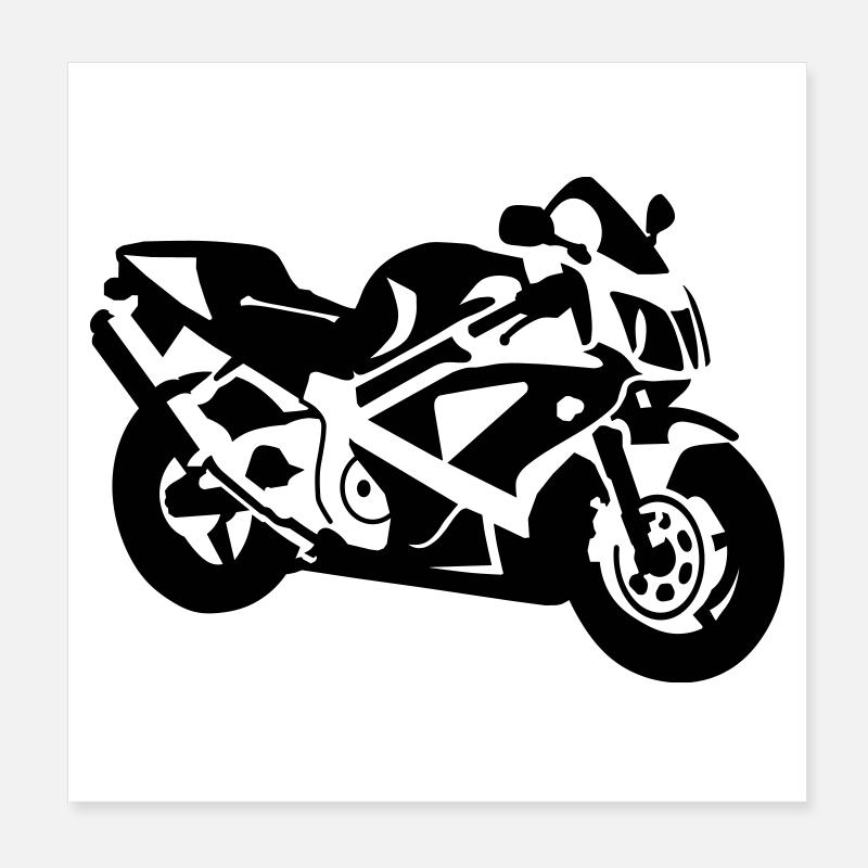 motocyclette - Poster 20 x 20 cm - blanc