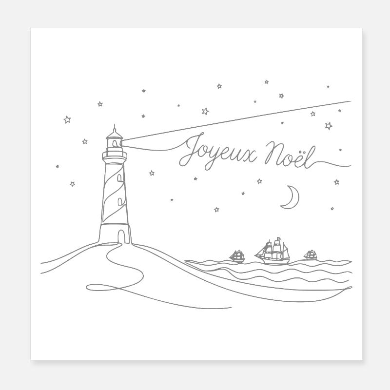 Plage du phare de Noël de Joveux Noel Poster 20 x 20 cm