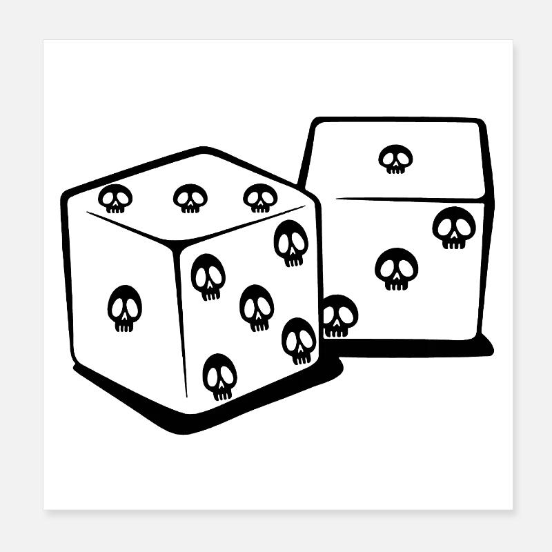 Playing with dice (black) Poster 8" x 8" (20x20 cm)