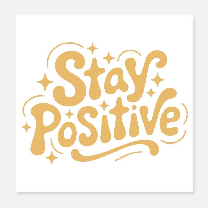 Reste positif, Retro Doodle Poster 20 x 20 cm