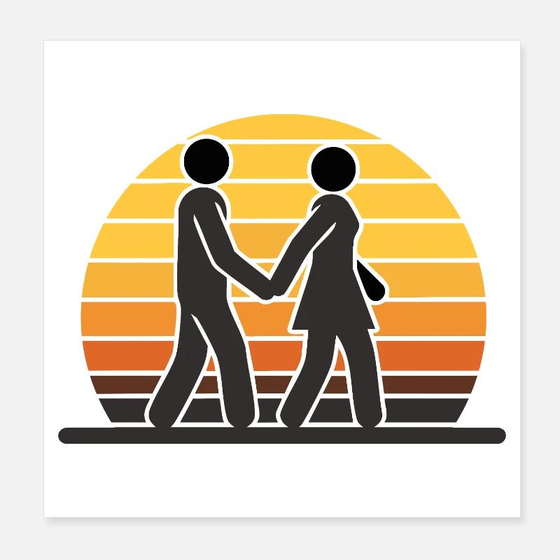 Couple au coucher du soleil Poster 20 x 20 cm