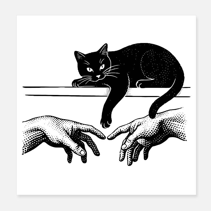 Création d’Adam avec un chat troublant Poster 20 x 20 cm
