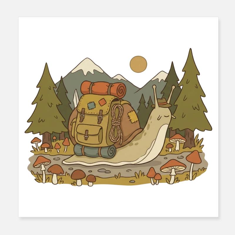 Aventure de randonnée sur un sentier forestier Poster 20 x 20 cm