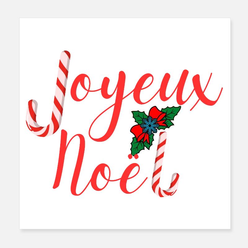 Joyeux Noël typographie festive candy cane Poster 20 x 20 cm