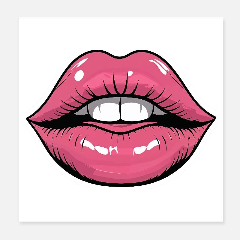 Pop Art Lips Gloss Poster 8" x 8" (20x20 cm)