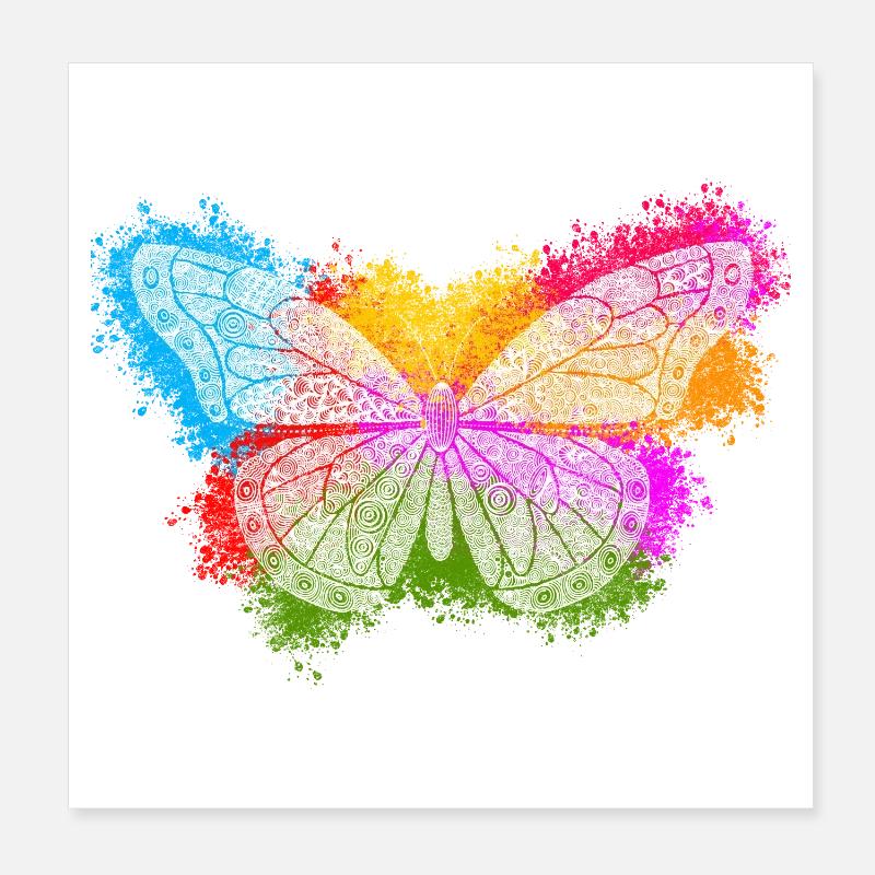 Papillon Zentangle Poster 20 x 20 cm