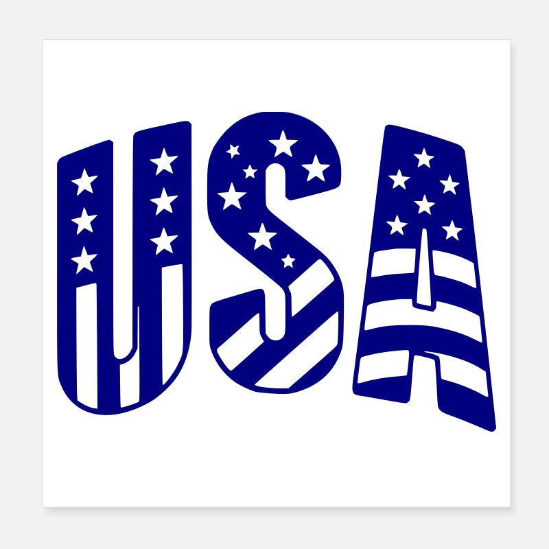 Lettrage du drapeau américain Poster 20 x 20 cm