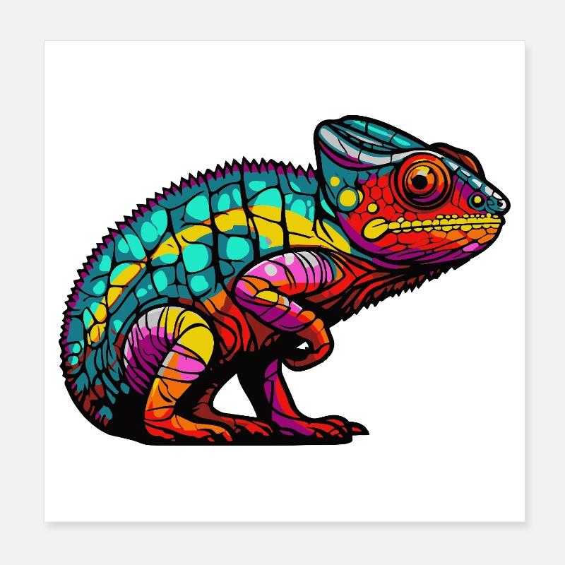 Animal caméléon Poster 20 x 20 cm
