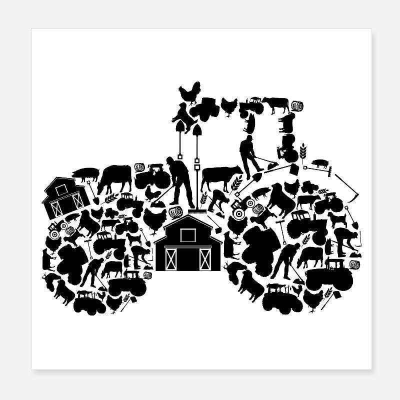 Traktor Poster 20x20 cm