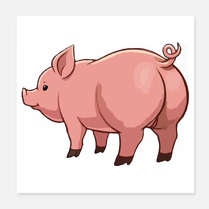 Cochon de dessin animé en tons roses Poster 20 x 20 cm
