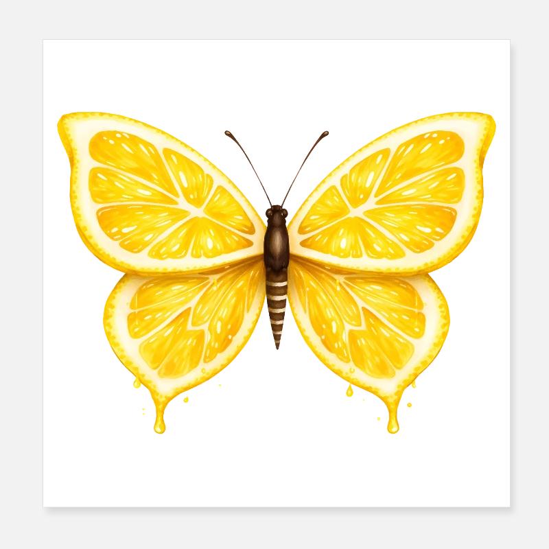 Ailes de citron – Papillon Fruit Lumineux Poster 20 x 20 cm
